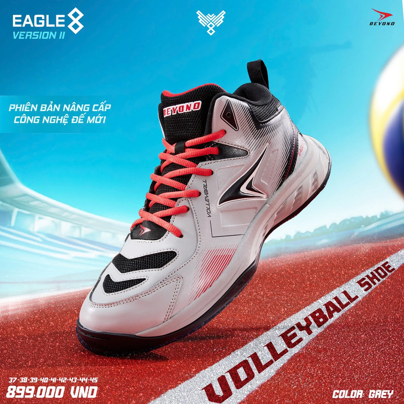 giÀy bÓng chuyỀn beyono eagle 8 ver 2 grey red giÀy bÓng chuyỀn beyono eagle 8 ver 2 grey red